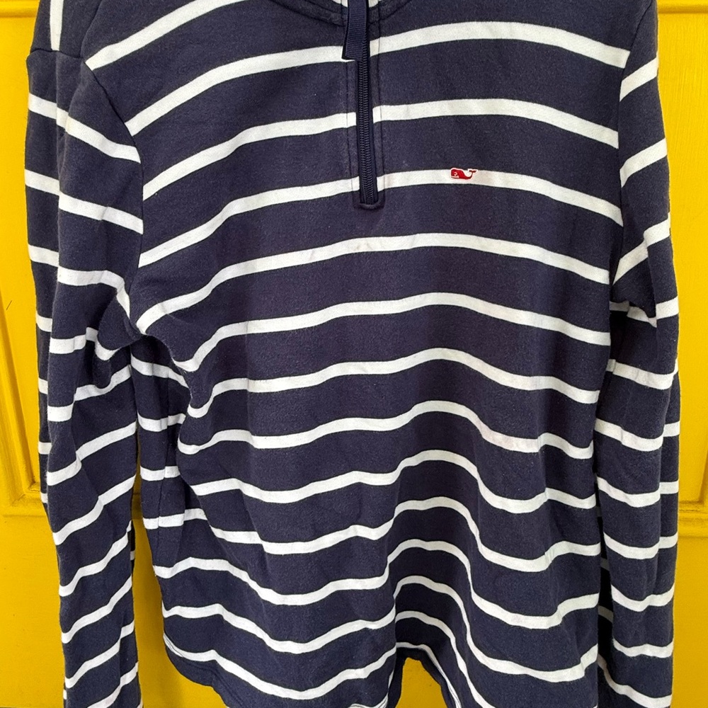 Vineyard Vines Navy and White Striped Long Sleeve Shirt